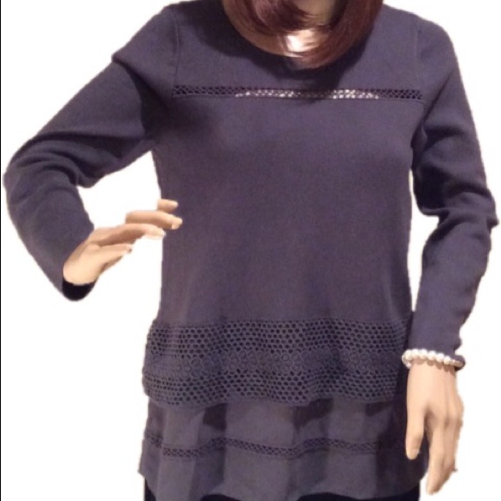 Loft Women’s Charcoal Swoop Neck Cotton Tunic Top